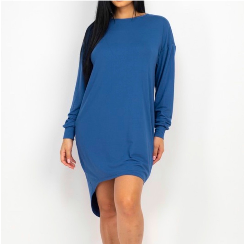 Oversized Tunic Dress/Blouse - Blue Haze